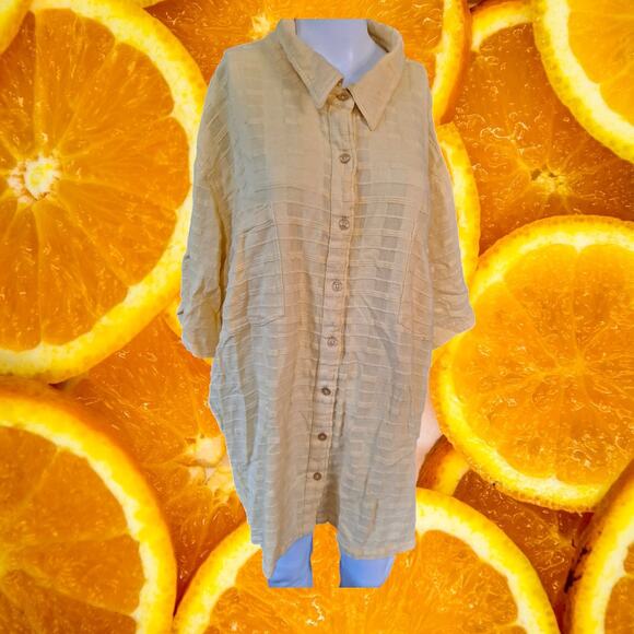 Liz & Me Yellow Button Up 100% Cotton Blouse Size‎ 4X - Picture 1 of 8